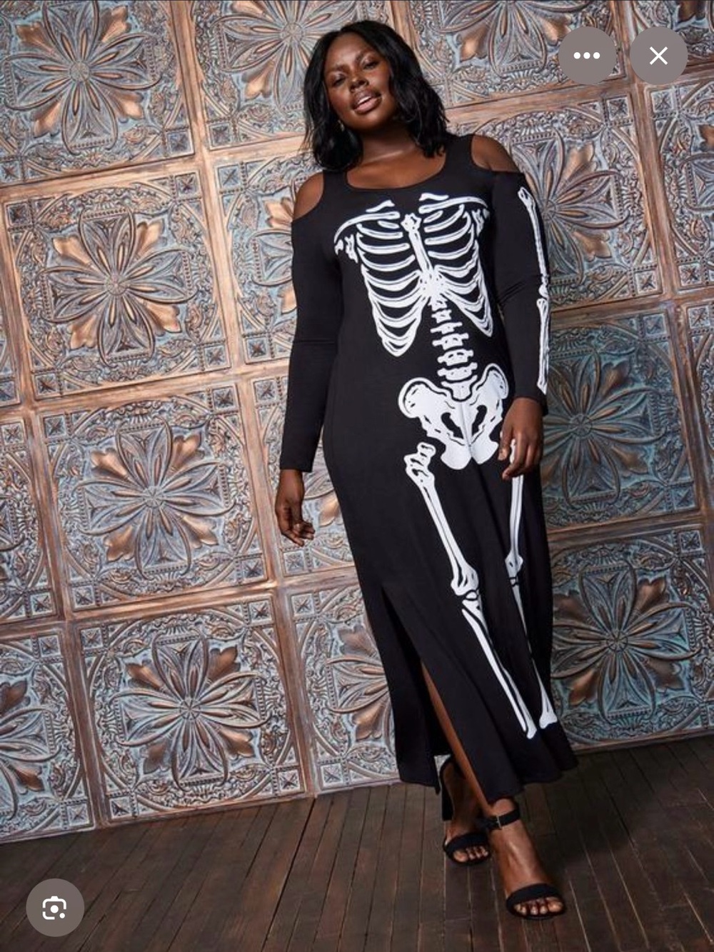 torrid Black Maxi Dress with White Skeleton Print